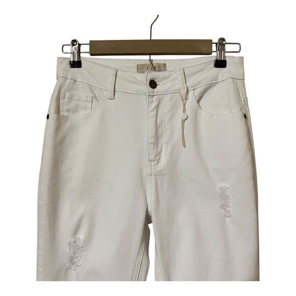Chelsea & Violet Womens Size 27 White High Rise Distressed Skinny Jeans - Picture 2 of 5